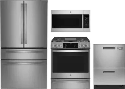 4 Piece Package Includes Refrigerator, Range, Microwave And Dishwasher
